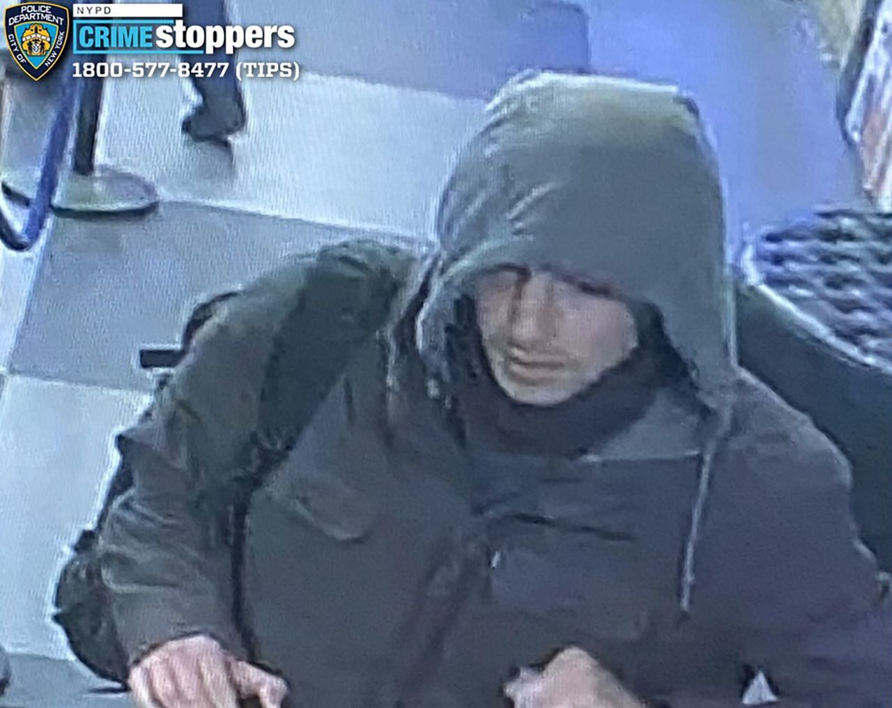 An image released by the NYPD shows a "person of interest wanted for questioning."