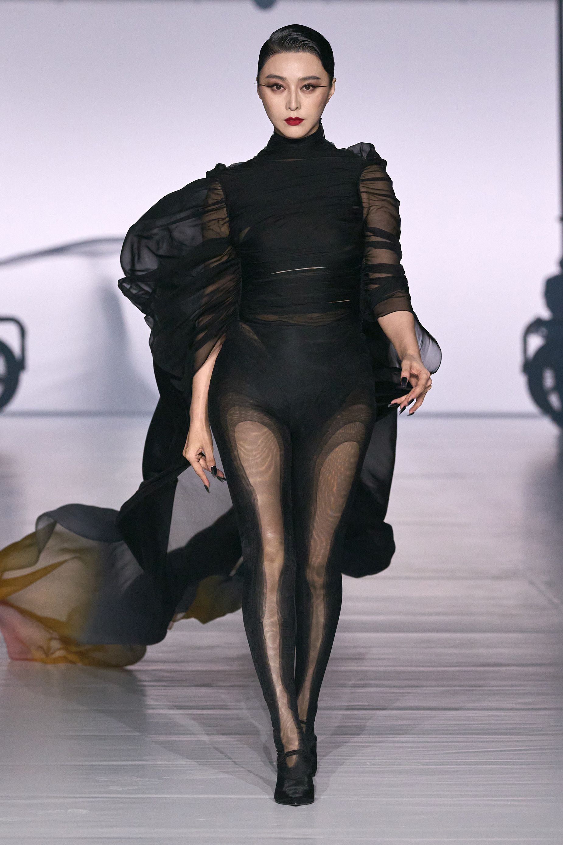 Chinese actor and red carpet mainstay Fan Bingbing took to the runway at Mugler.