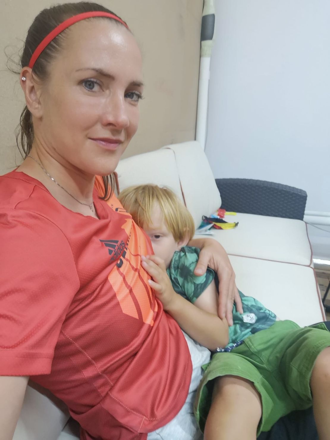 German Paralympian Edina Müller breastfeeds her son during the 2020 Tokyo Paralympic Games where she won gold in Women's Kayak Single KL1. She found a room for breastfeeding by chance near the press and sponsors area of the Olympic Village, she told CNN.