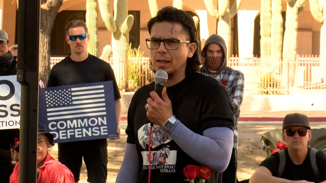 Alex Murillo speaks at a protest on February 23 in Tucson, Arizona.