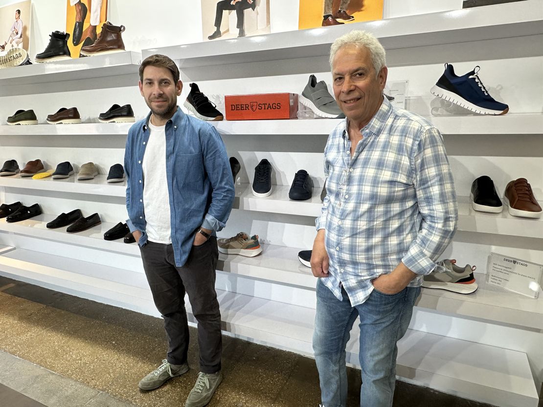 Jake Muskat (left) and his father Rick Muskat both work at the family-owned footwear company Deer Stags.
