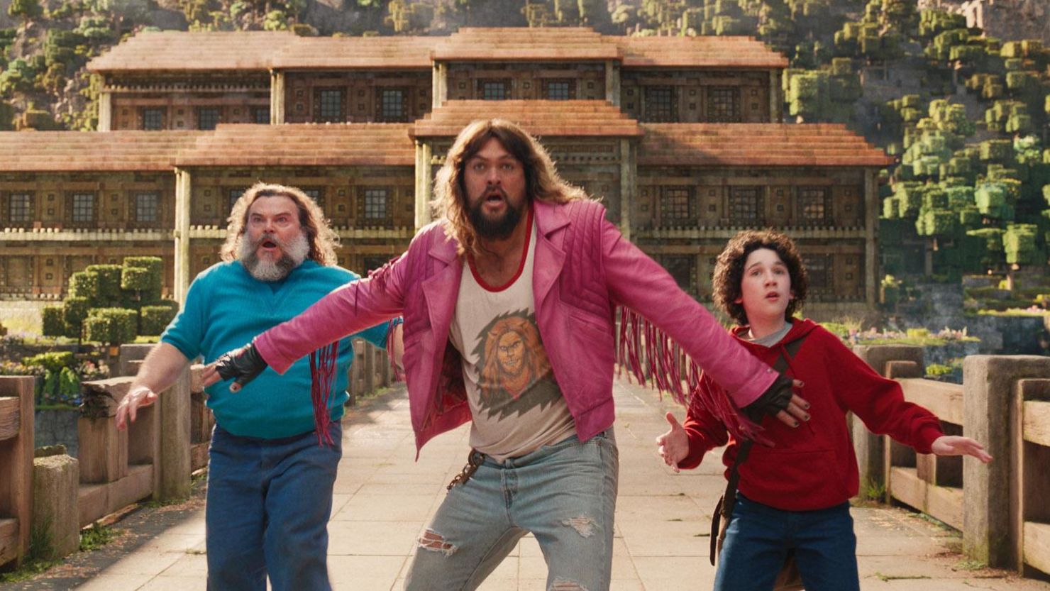 Jack Black, Jason Momoa and Sebastian Hansen star in "A Minecraft Movie."