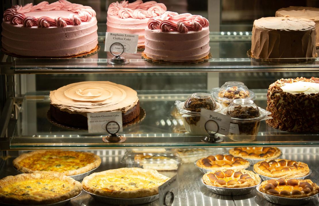 Cakes, quiches and pies are on display at Bread Furst in Washington, DC, on Saturday.