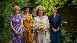 (L-R) Emily Beecham, Sienna Miller, Kristin Scott Thomas, and Scarlett Johansson in a scene from "My Mother's Wedding."