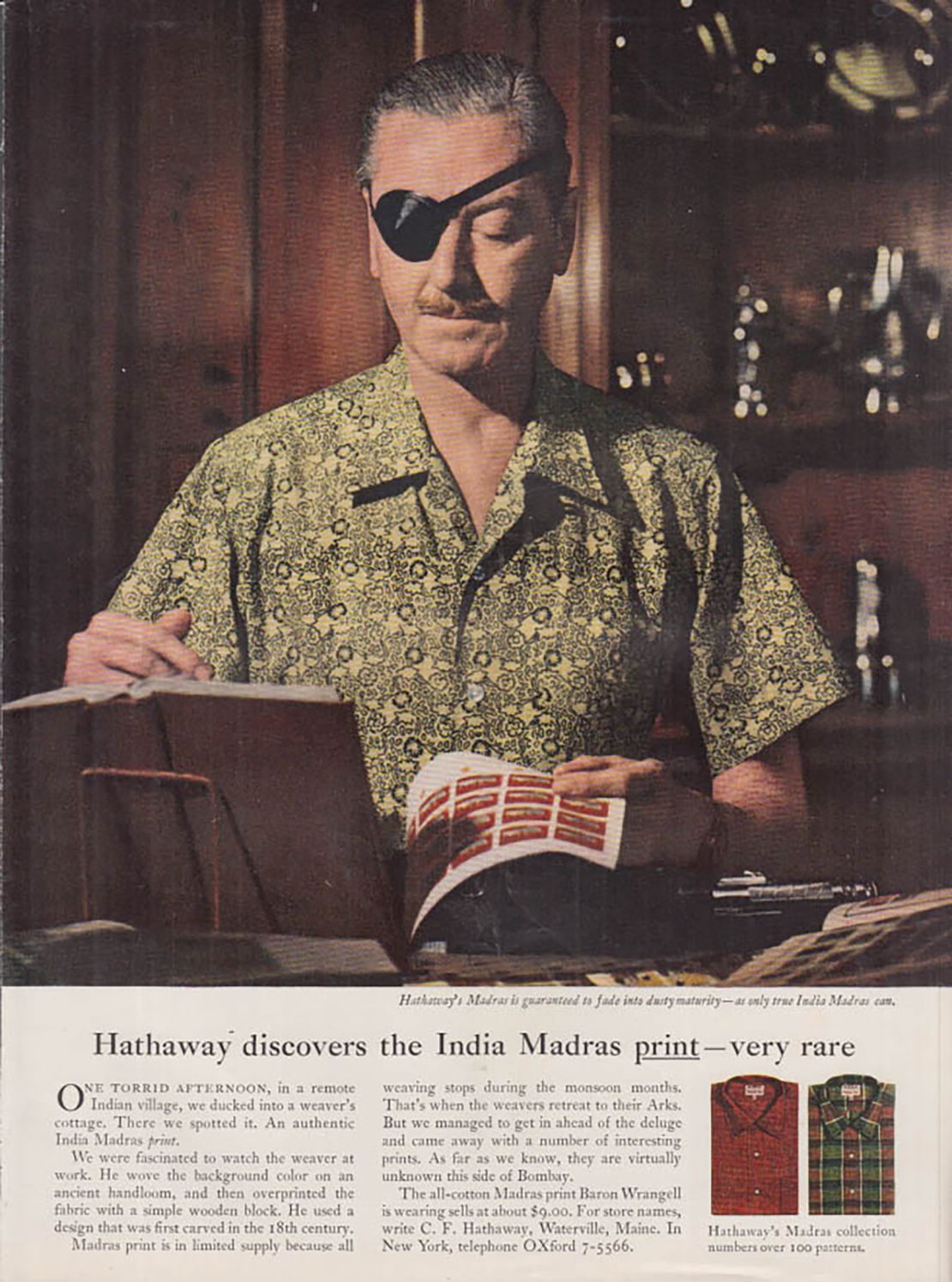An advert for shirt brand Hathaway boasts of the fabric's rarity.