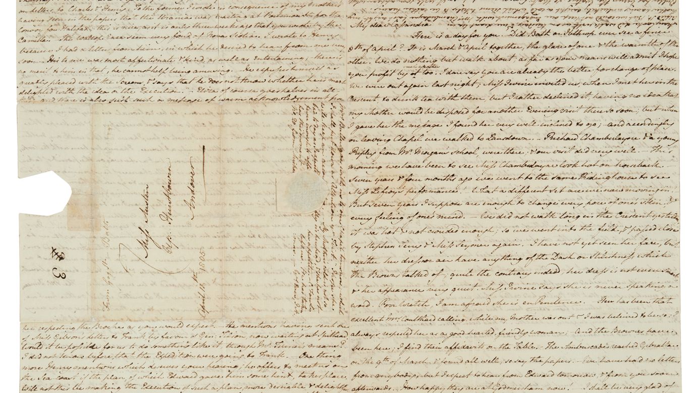 Jane Austen's letter to Cassandra is expected to sell for up to $400,000.