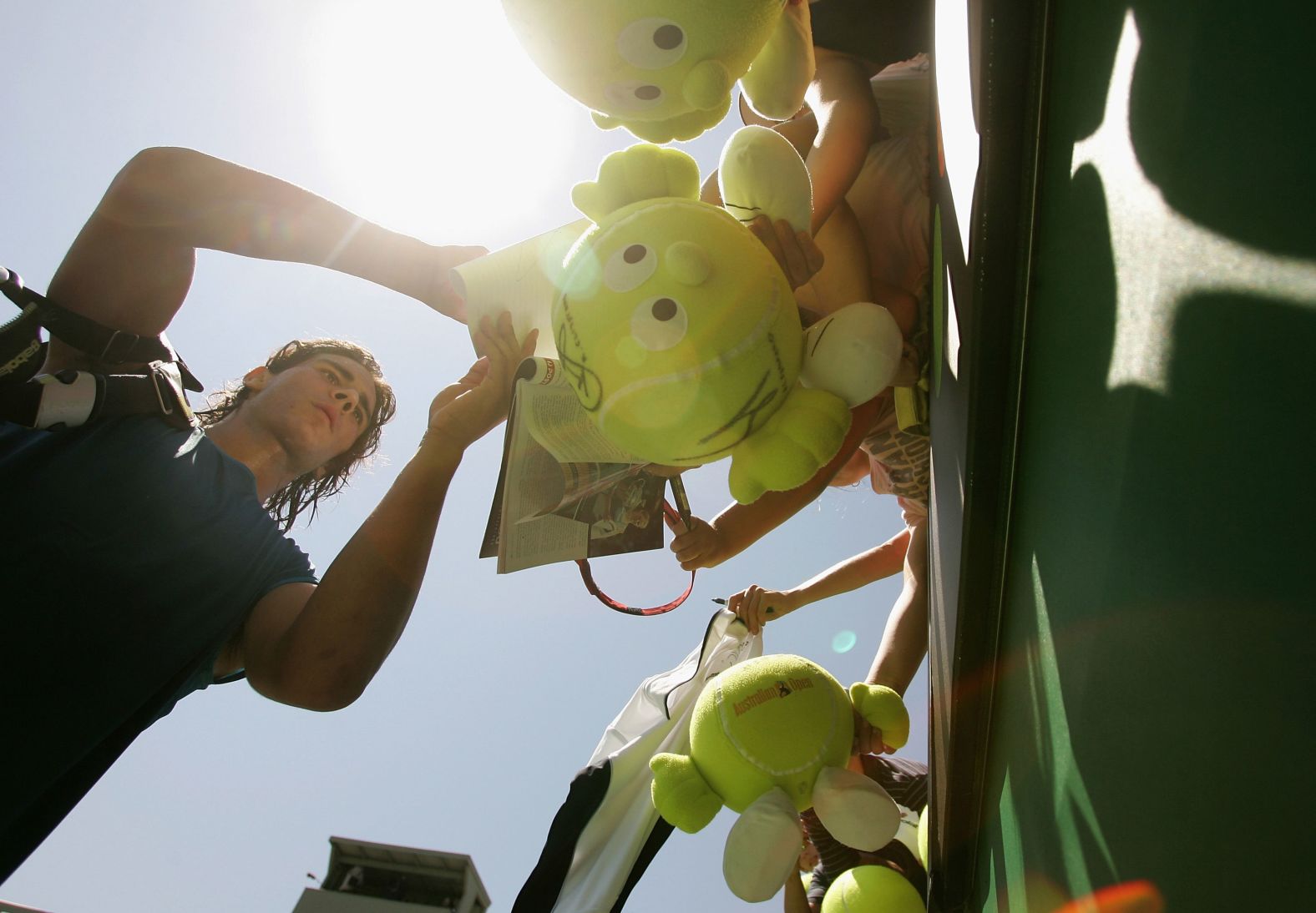 Nadal signs autographs at the Australian Open in January 2005.