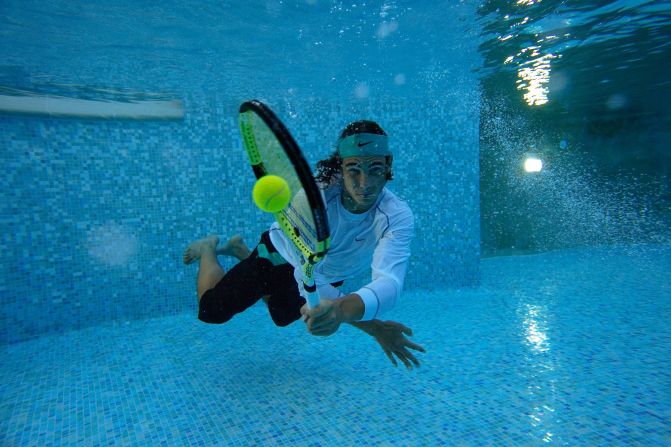 Nadal poses for an underwater portrait in Monaco in 2007.