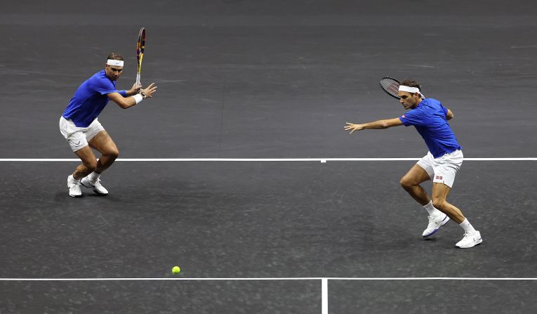 Nadal teams up with Federer for a doubles match at the Laver Cup in London in September 2022. It was <a href="https://www.cnn.com/2022/09/23/tennis/roger-federer-final-match-career-spt-intl/index.html">the final match of Federer’s career</a>.