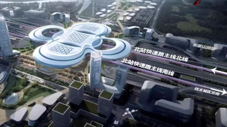 A rendering of the future Nanjing North Railway Station