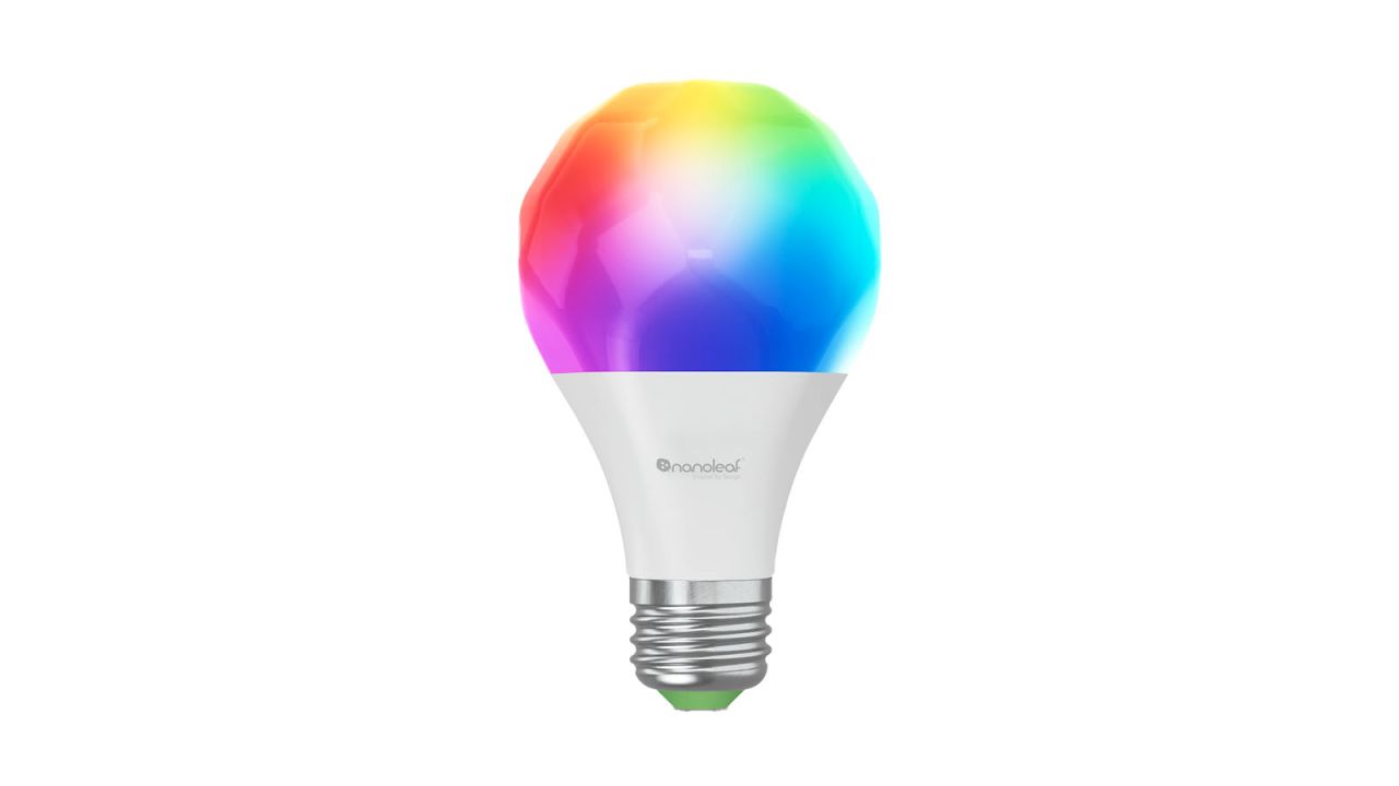 A Nanoleaf smart bulb on a white background.