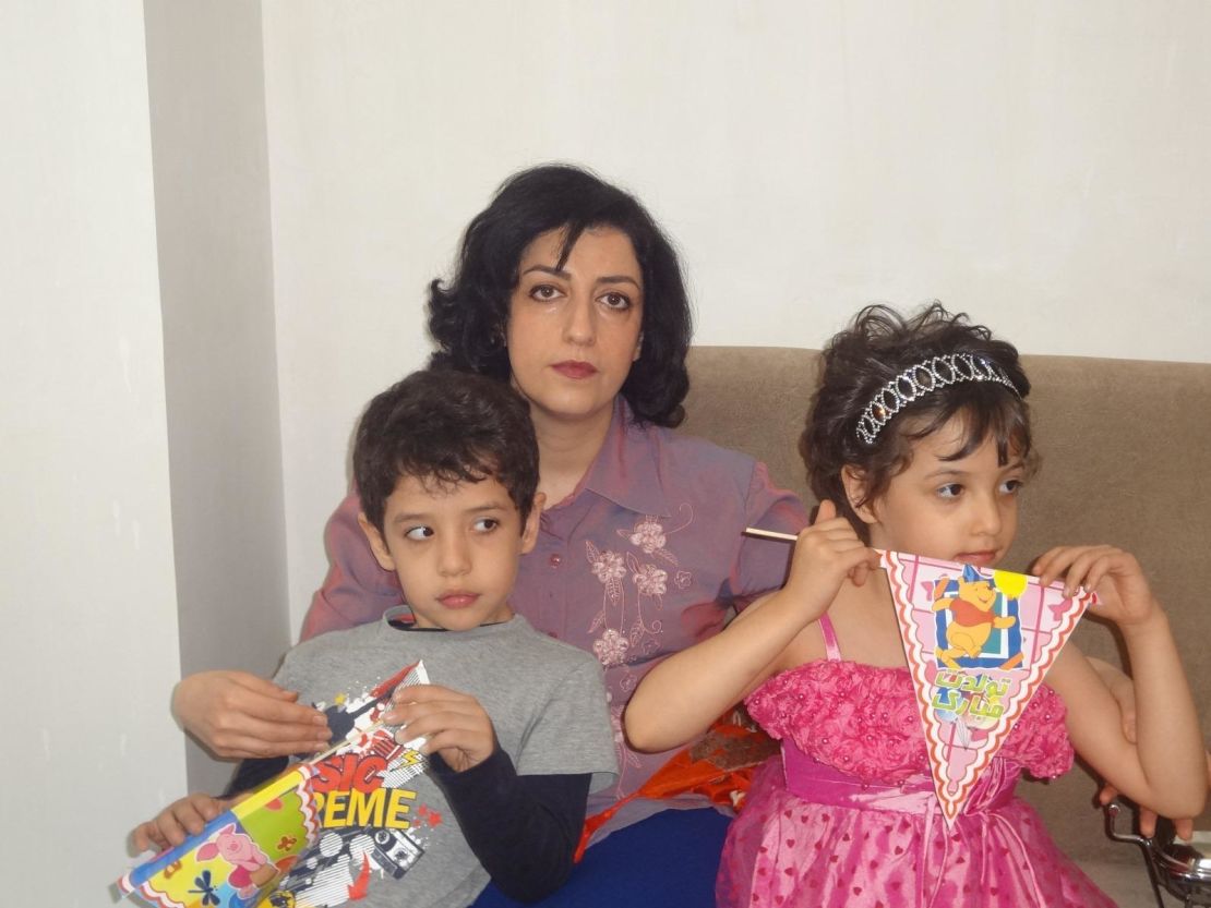 Narges Mohammadi with her children.