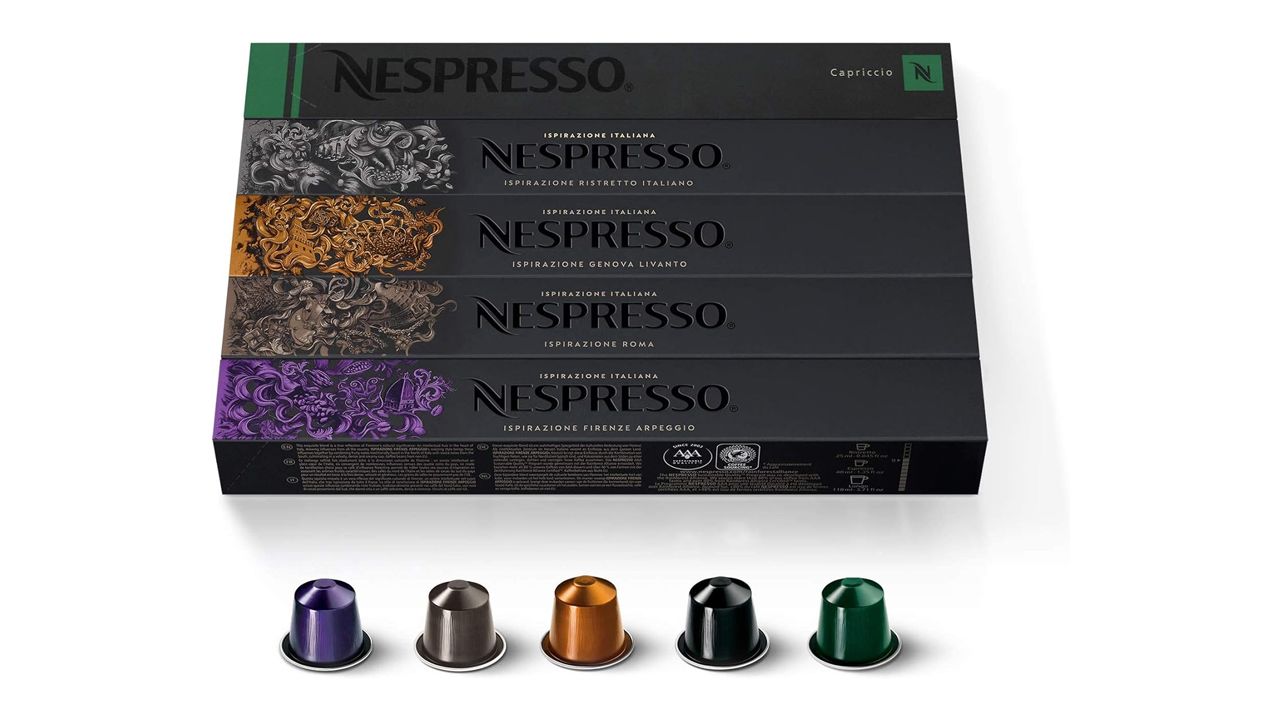 A photo of a 50-pack of Nespresso OriginalLine coffee pods