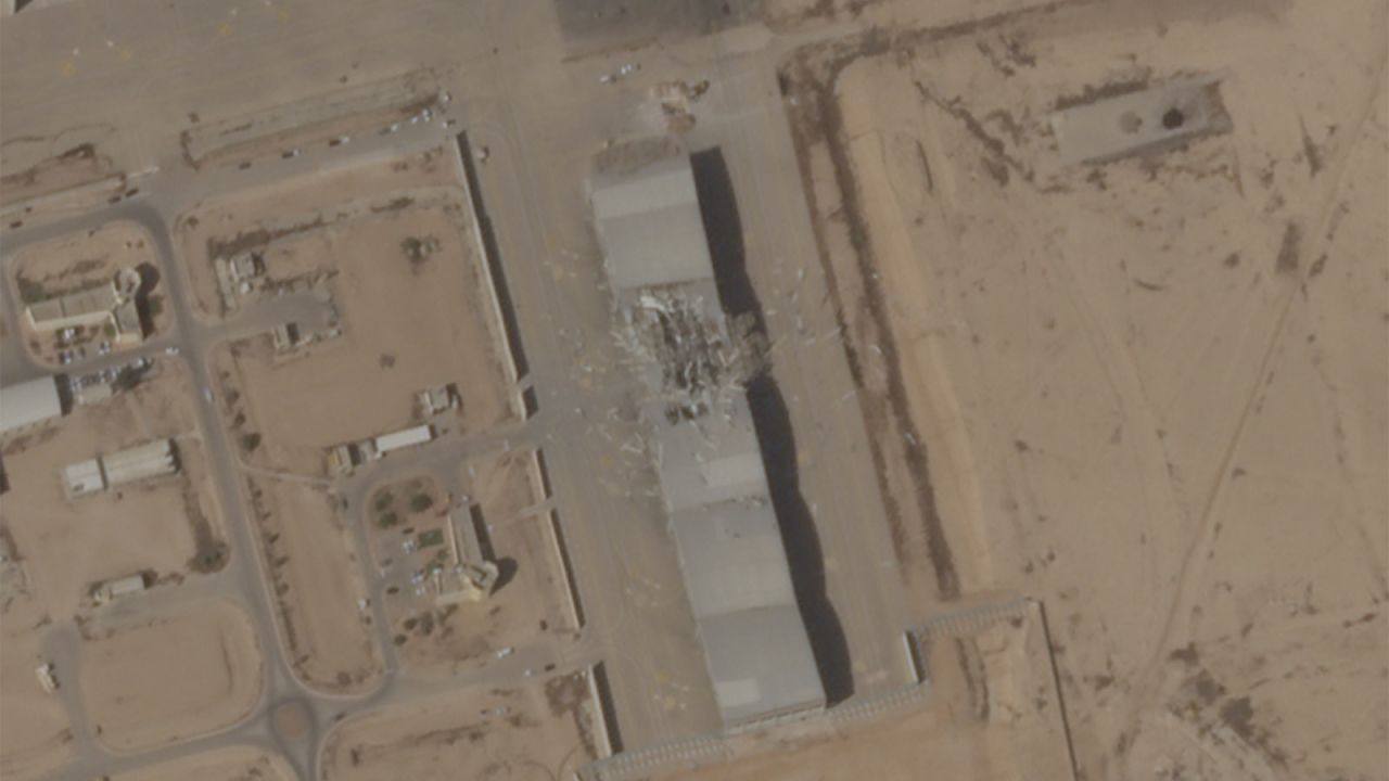 Two hangars, used to store large planes at Nevatim Air Base in Israel, were heavily damaged by missiles from the Iranian attack on Tuesday, October 1.