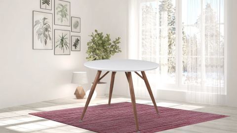 New Spec Inc Sorrenta Mid Century Round Glossy Dining Table