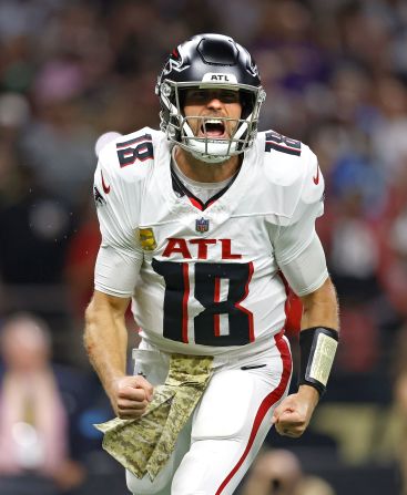 Atlanta Falcons quarterback Kirk Cousins celebrates after a touchdown during the Falcons' 20-17 loss to the New Orleans Saints in New Orleans on November 10.