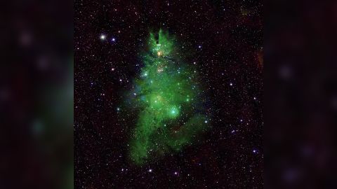 This new image of NGC 2264, also known as the “Christmas Tree Cluster,” shows the shape of a cosmic tree with the glow of stellar lights. NGC 2264 is, in fact, a cluster of young <a href="index.php?page=&url=https%3A%2F%2Fchandra.harvard.edu%2Fxray_sources%2Fstars.html" target="_blank">stars</a> — with ages between about one and five million years old — in our <a href="index.php?page=&url=https%3A%2F%2Fchandra.harvard.edu%2Fxray_sources%2Fnormal_galaxies.html" target="_blank">Milky Way</a> about 2,500 <a href="index.php?page=&url=https%3A%2F%2Fchandra.harvard.edu%2Fphoto%2Fcosmic_distance.html" target="_blank">light-years</a> away from Earth. The stars in NGC 2264 are both smaller and larger than the Sun, ranging from some with less than a tenth the <a href="index.php?page=&url=https%3A%2F%2Fchandra.harvard.edu%2Fresources%2FglossaryM.html" target="_blank">mass</a> of the Sun to others containing about seven solar masses.