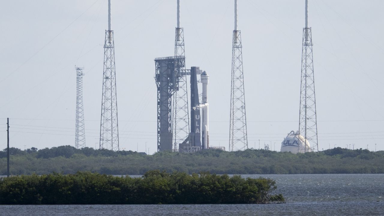 A United Launch Alliance Atlas V rocket with Boeing’s CST-100 Starliner spacecraft aboard is seen on the launch pad at Space Launch Complex 41 after the arrival of NASA astronauts Butch Wilmore and Suni Williams, Saturday, June 1, 2024, at Cape Canaveral Space Force Station in Florida. NASA’s Boeing Crew Flight Test is the first launch with astronauts of the Boeing CFT-100 spacecraft and United Launch Alliance Atlas V rocket to the International Space Station as part of the agency’s Commercial Crew Program. The flight test, targeted for launch at 12:25 p.m. EDT, serves as an end-to-end demonstration of Boeing’s crew transportation system and will carry Wilmore and Williams to and from the orbiting laboratory. Photo Credit: (NASA/Joel Kowsky)