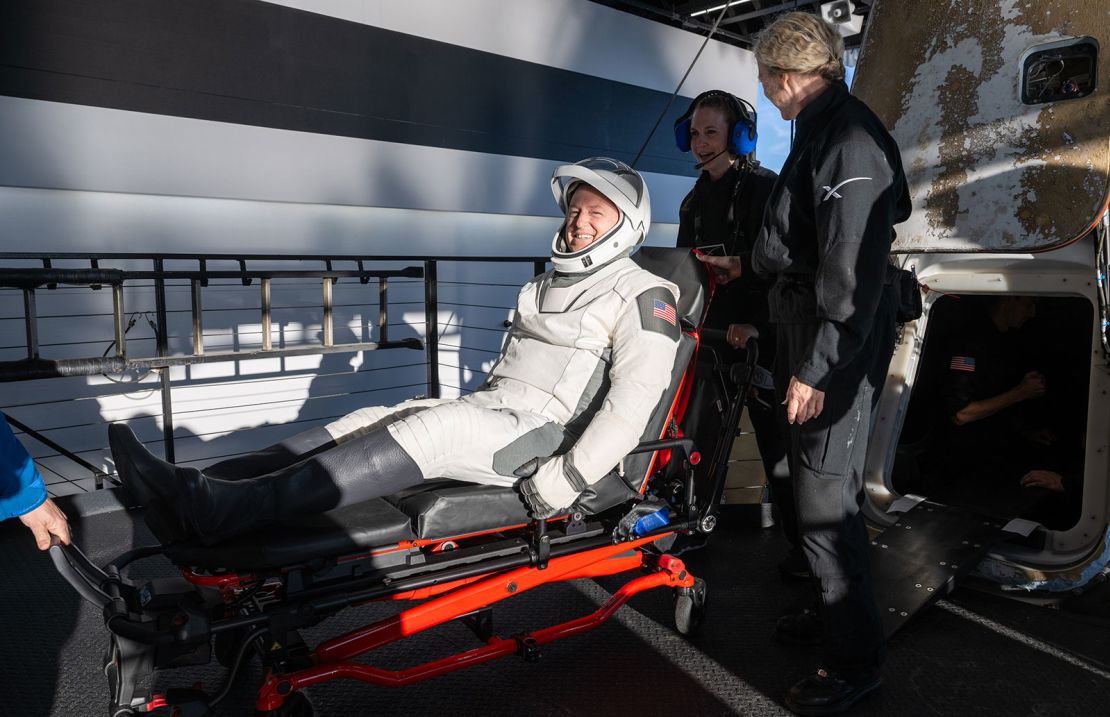 NASA's Butch Wilmore is helped out of a SpaceX Dragon spacecraft onboard the recovery ship Megan after he and his crewmates landed in the water off the coast of Tallahassee, Florida, on Tuesday.