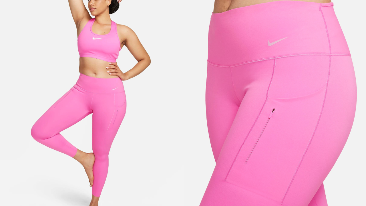 Nike Go Firm-support High-waisted 7/8 Leggings With Pockets in Pink