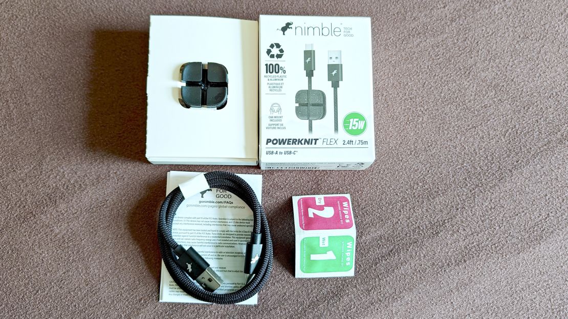 Nimble PowerKnit Flex next to its box and packaging.