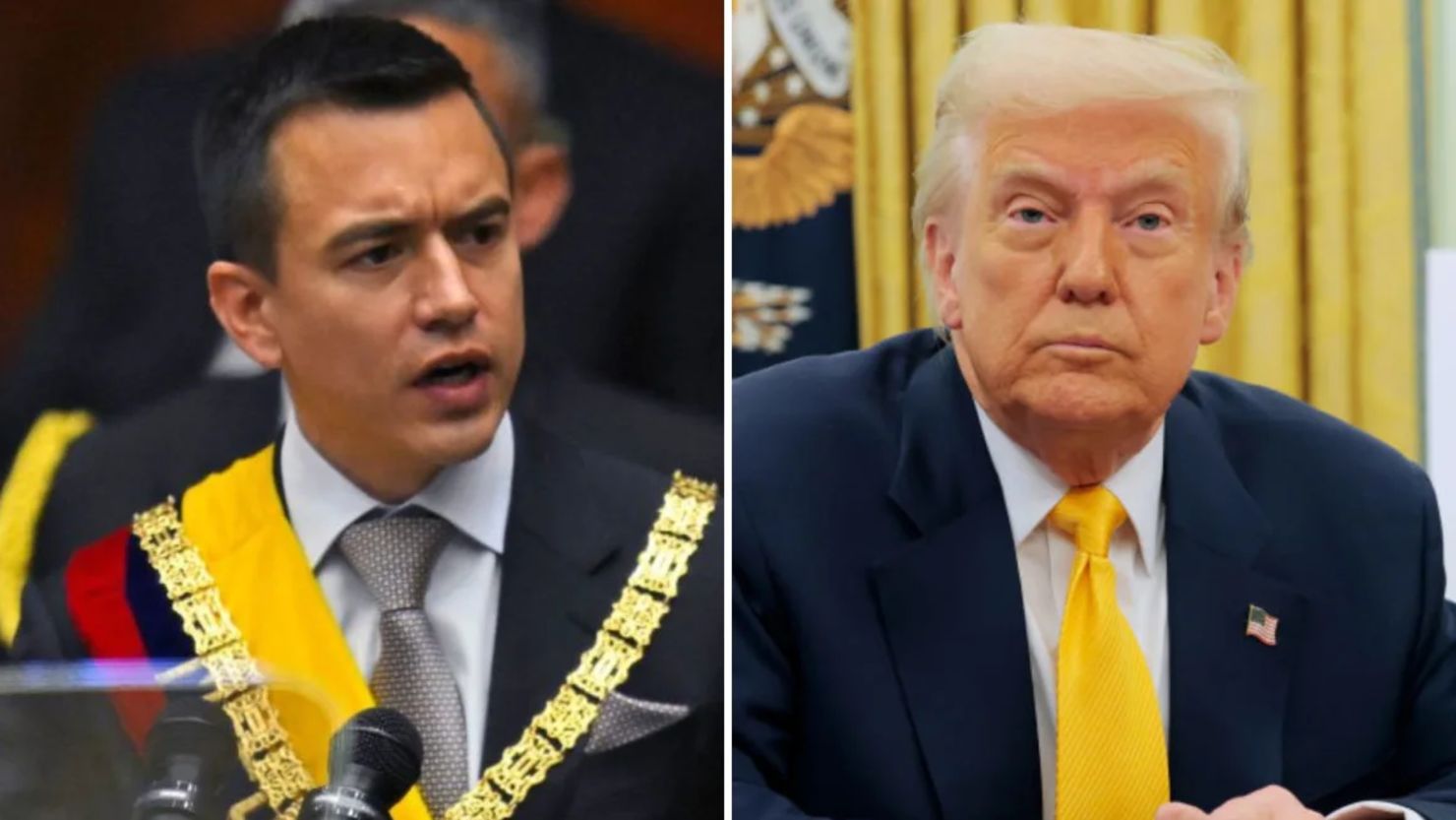 El presidente de Ecuador, Daniel Noboa, y el presidente de EE.UU., Donald Trump.