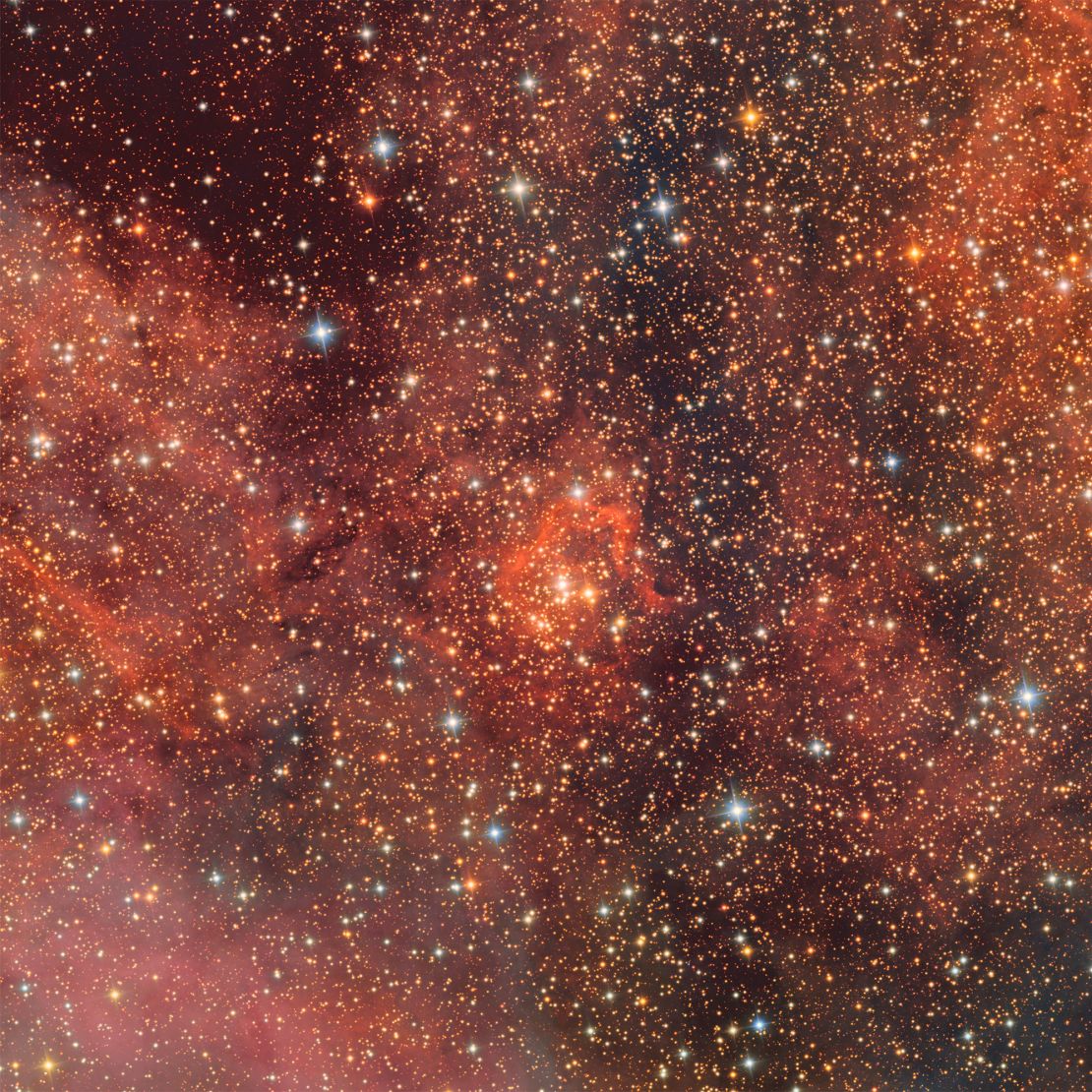 The open star cluster Bochum 14 can be seen from Rubin's perspective. Open star clusters include thousands of stars formed from the same giant molecular cloud.