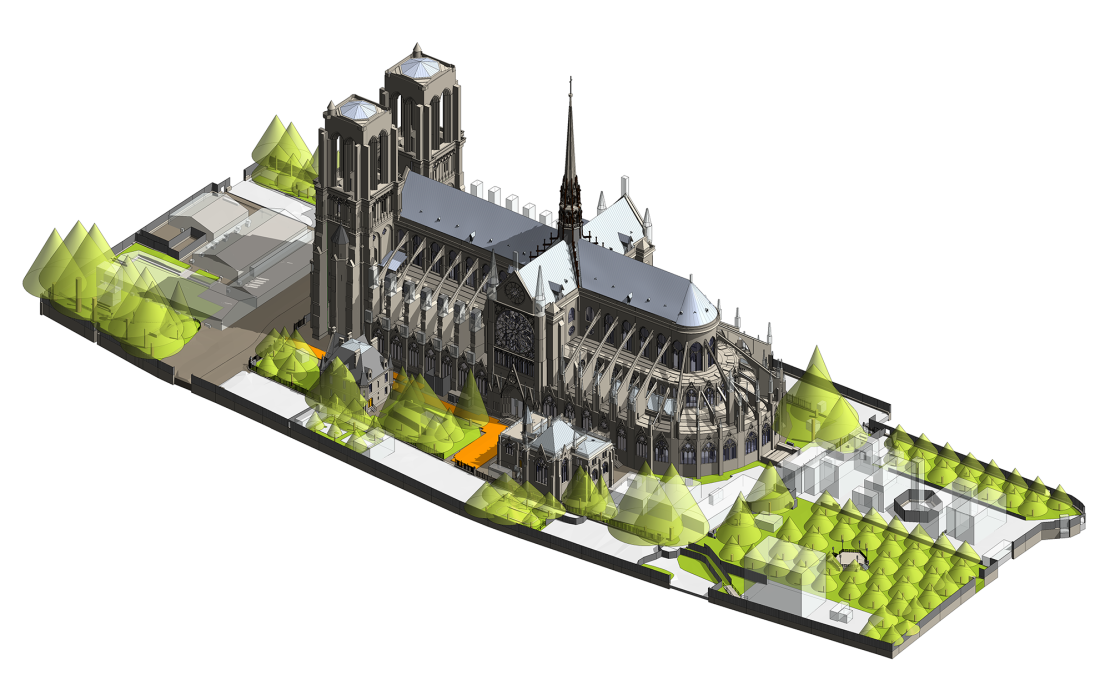 Autodesk, 3D modeling software company, teamed up French laser firm AGP to install scanners throughout the cathedral to capture billions of points needed to create a full-scale digital model.