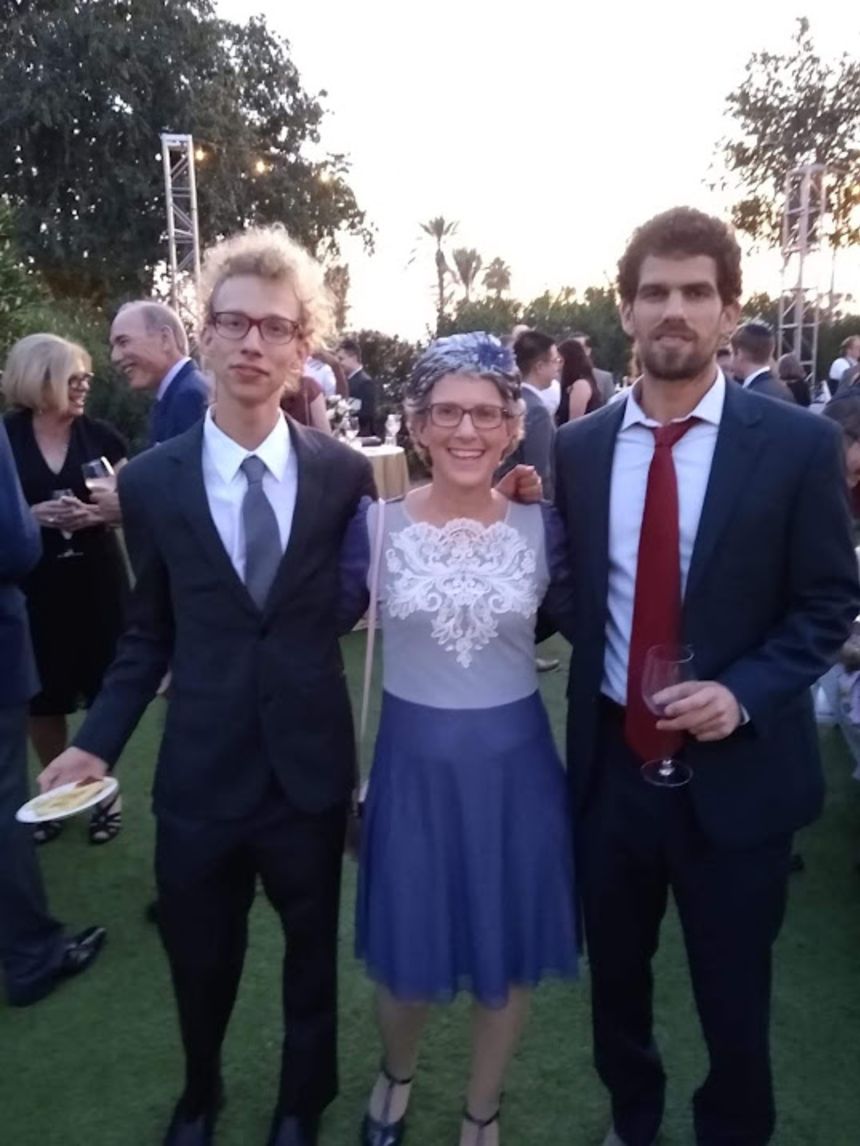 Hayim Katsman (R) was murdered by Hamas on October 7. His sibling Noy, pictured on the left with their mother, now lives in Germany.