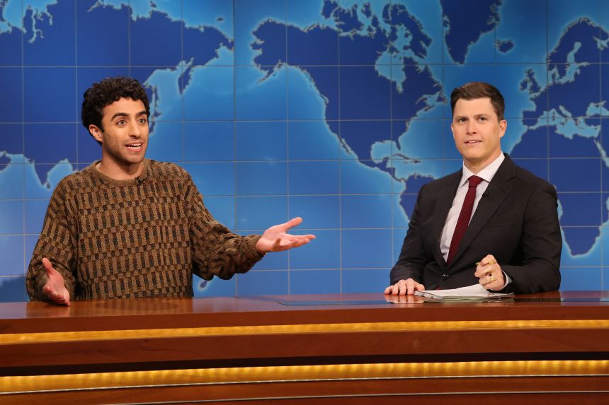 Emil Wakim and anchor Colin Jost during 