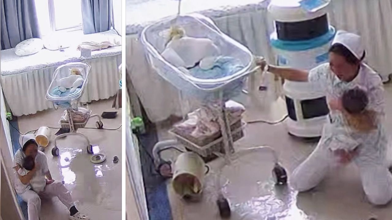 As a 7.7-magniute earthquake shook Myanmar, nurses rushed to protect newborn babies in a maternity center in China’s Yunnan Province, according to video released by Chinese state media.