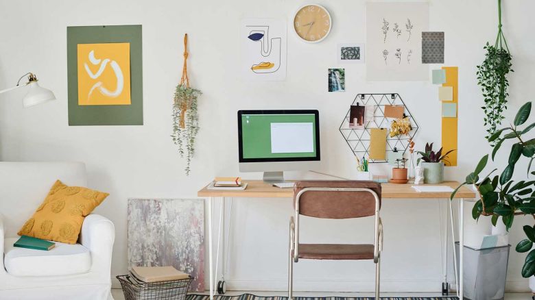 organized office desk in home