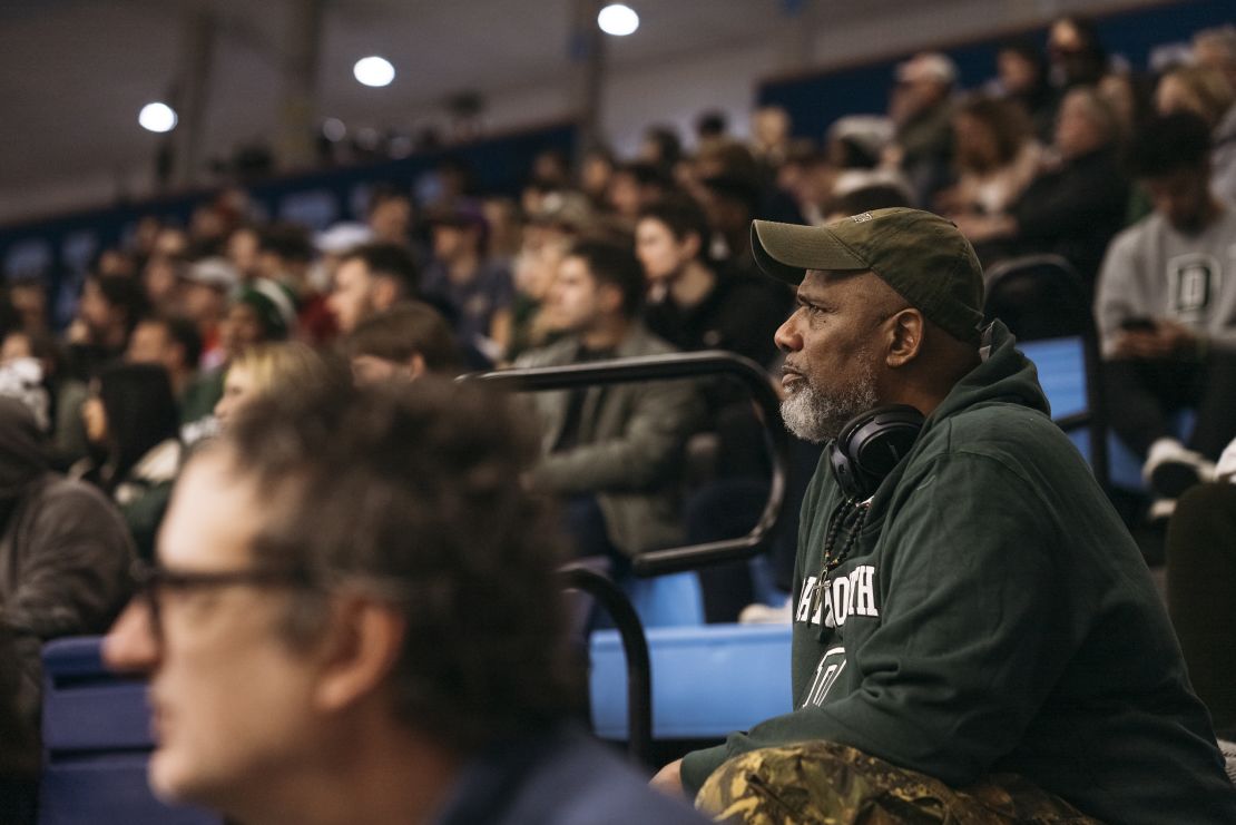 Douglas Murphy watches the Columbia University and Dartmouth game.