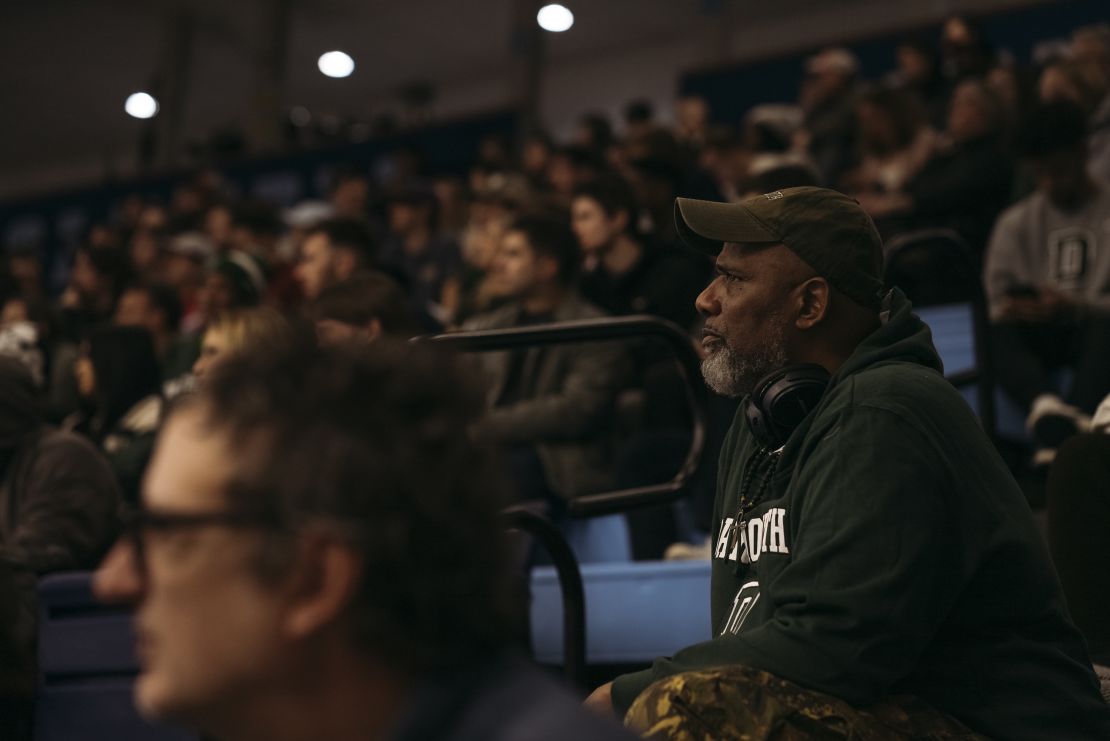 Douglas Murphy watches Columbia University and Dartmouth men's basketball teams compete at the game on February 16.