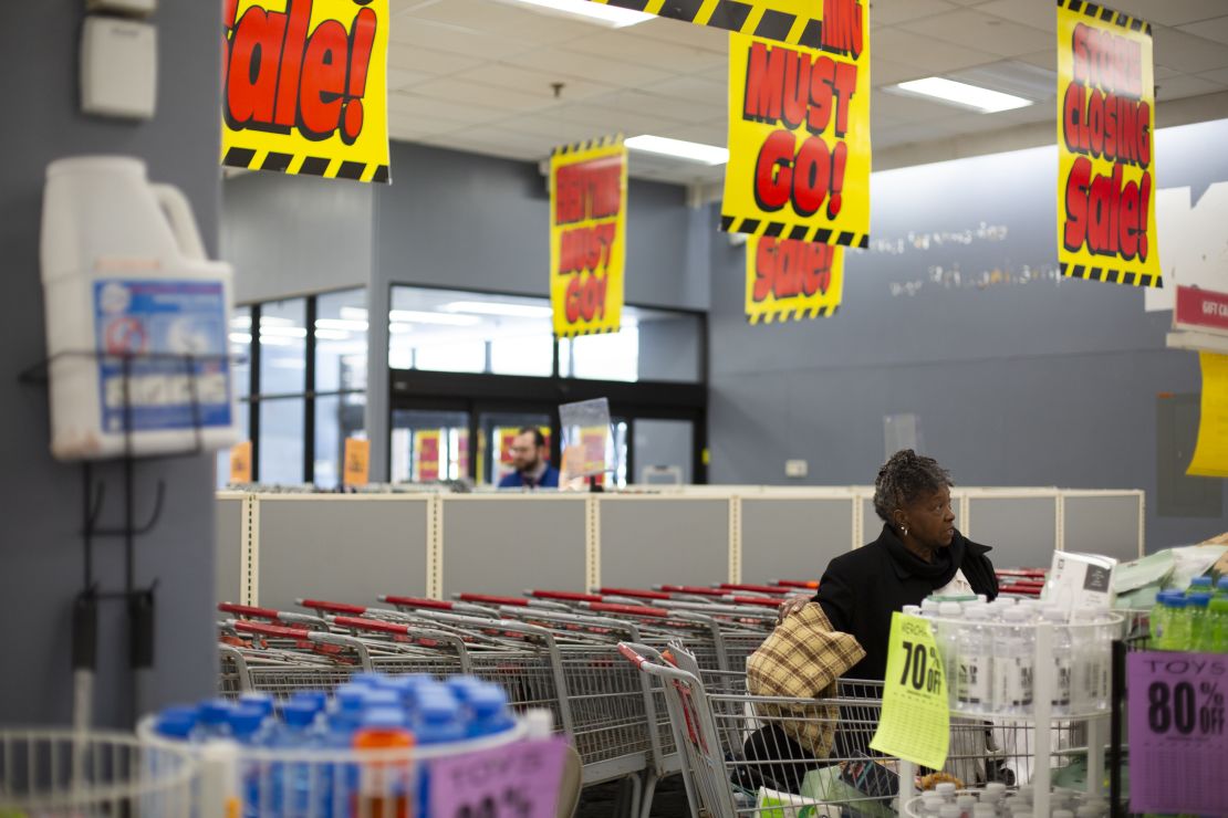 After shopping, Sarah Bullock goes to check out at the Bridgehampton Kmart.