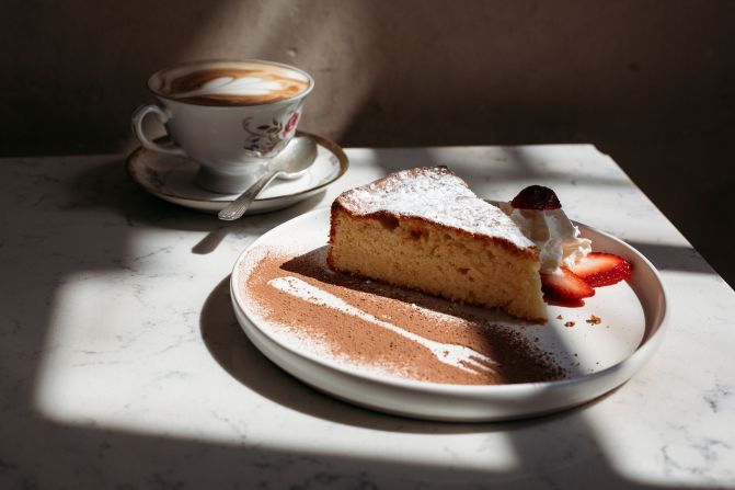 Bistro-book hybrid Sullaluna serves cake, cappuccino and other sweet and savory dishes alongside mostly Italian-language books.