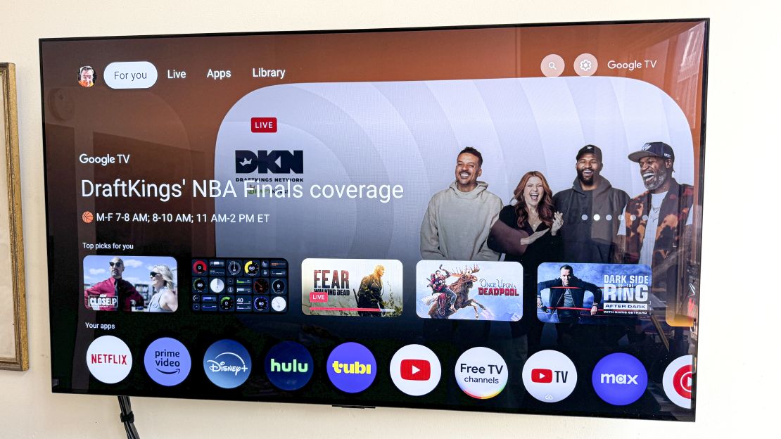 DraftKings' NBA Finals Coverage is promoted on a TV connected to the Onn 4K Pro