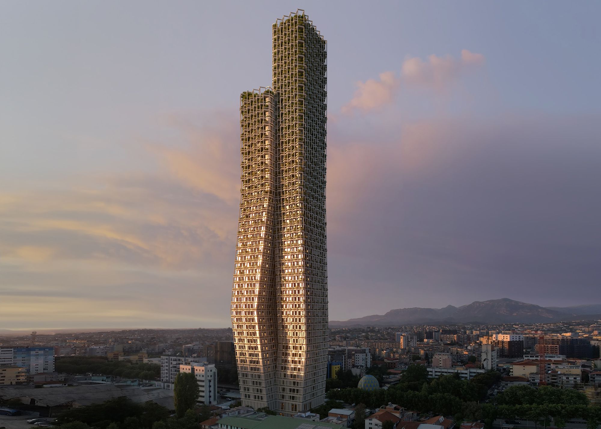 Architects have revealed plans for the 50-story Bond Tower on the west side of Albania's capital, Tirana.