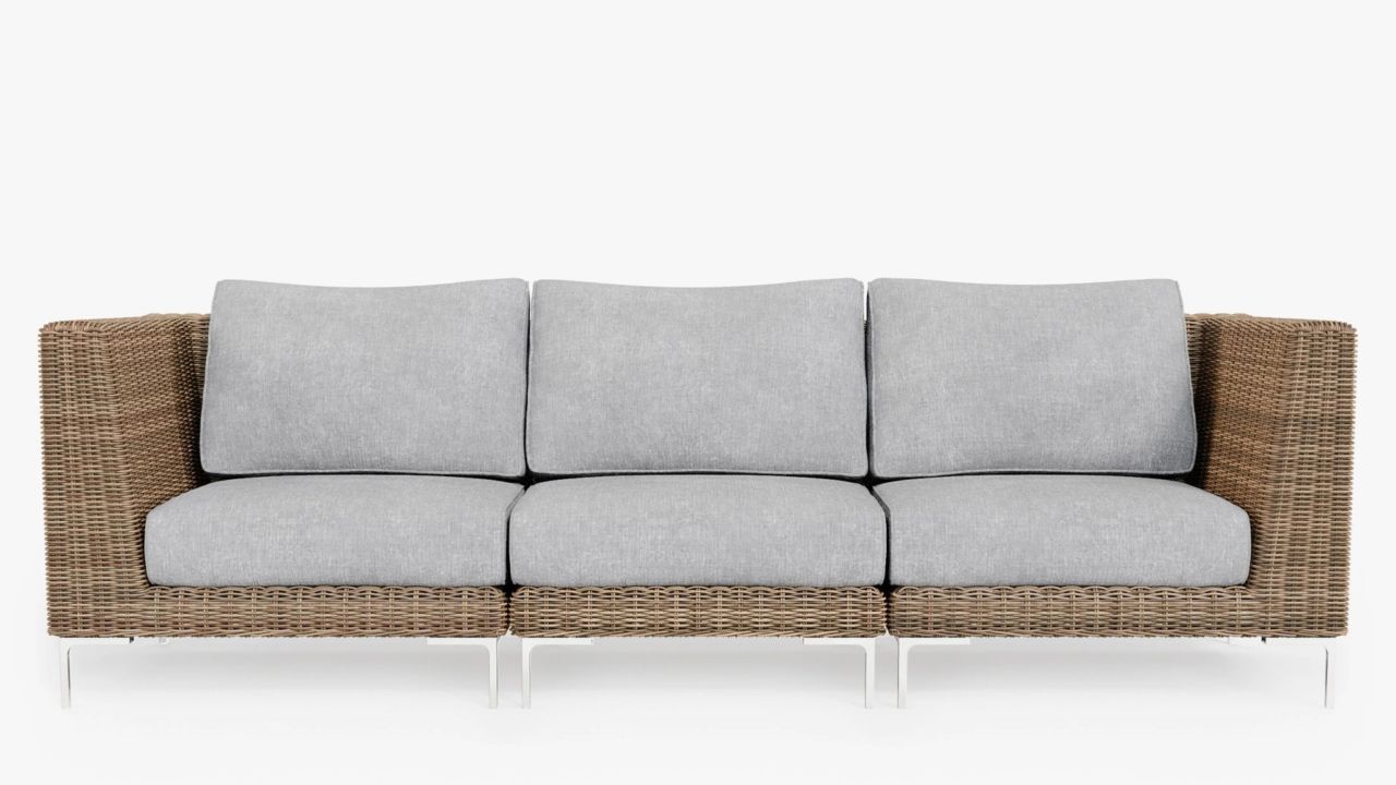 Outer 3-Seat Wicker Outdoor Sofa in gray