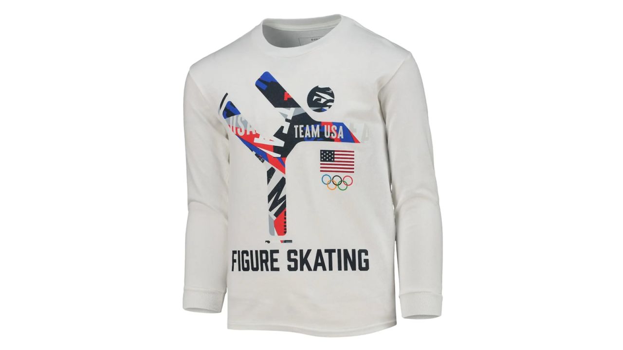 Outerstuff Youth Team USA Figure Skating Scattered Swatch Long-Sleeve T-shirt