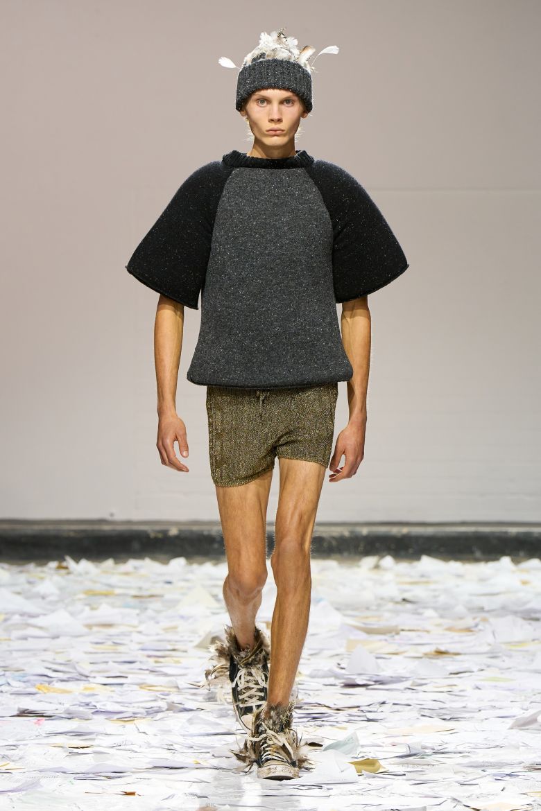 Cartoon-ish 3D knits were part of Oscar Ouyang's mission to experiment with the traditional craft form.