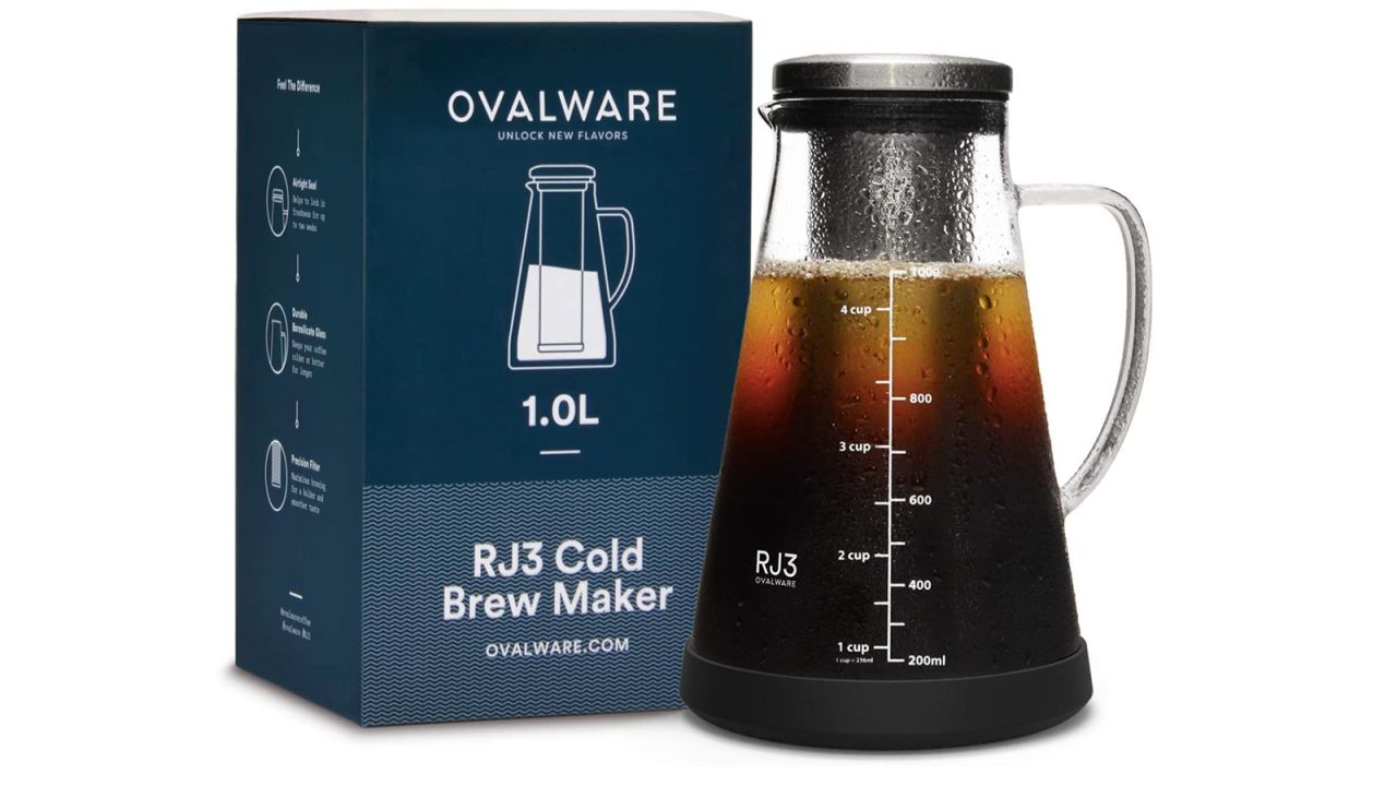 1 Gallon Cold Brew Coffee Maker with Thick Glass Carafe & Stainless Steel  Mesh Filter and Spigot - Premium Iced Coffee Maker, Cold Brew Pitcher & Tea