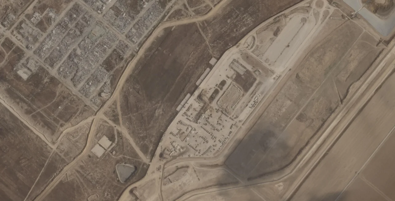Satellite imagery shows a buildup of Israeli military vehicles near the Nahal Oz crossing into Gaza on Friday.