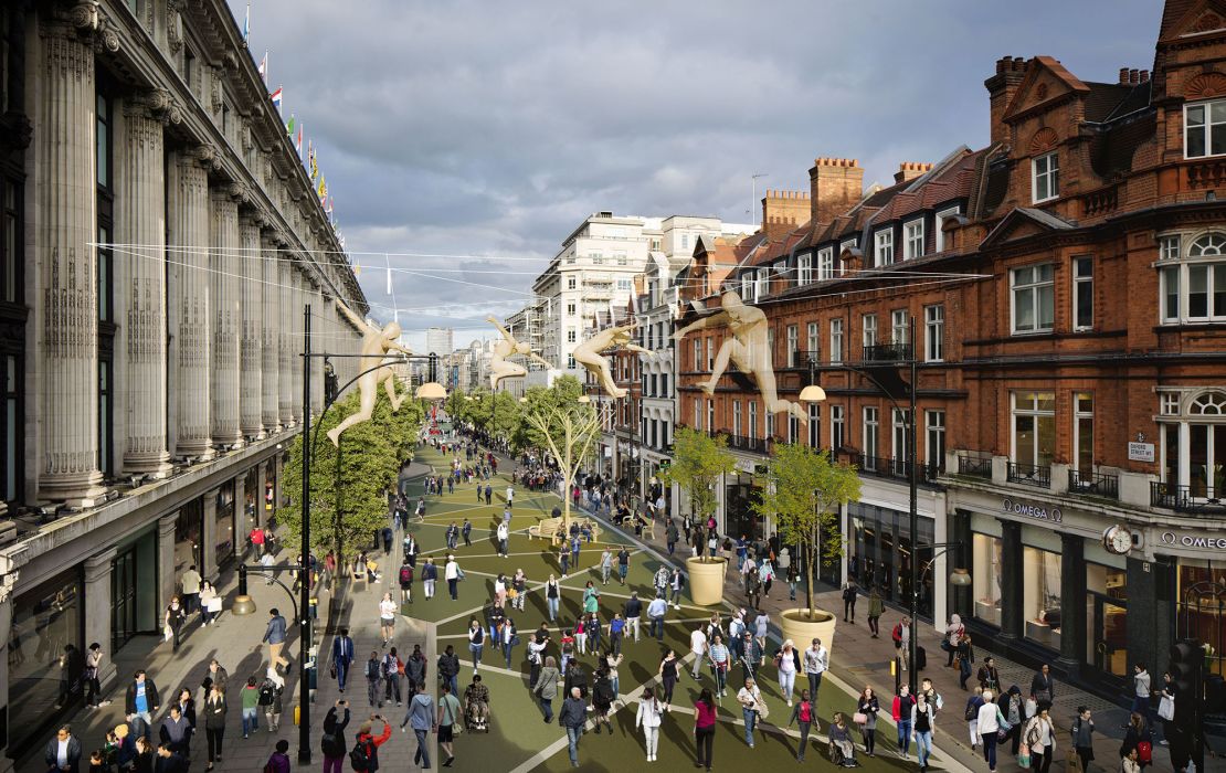 A model of what a car-free Oxford Street could look like.