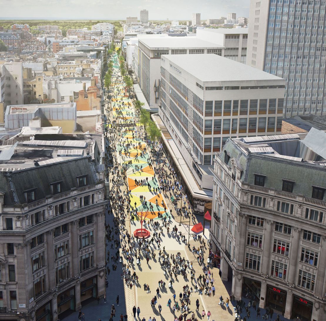 A graphic showing proposals for a pedestrianization scheme that was drawn up in 2017.