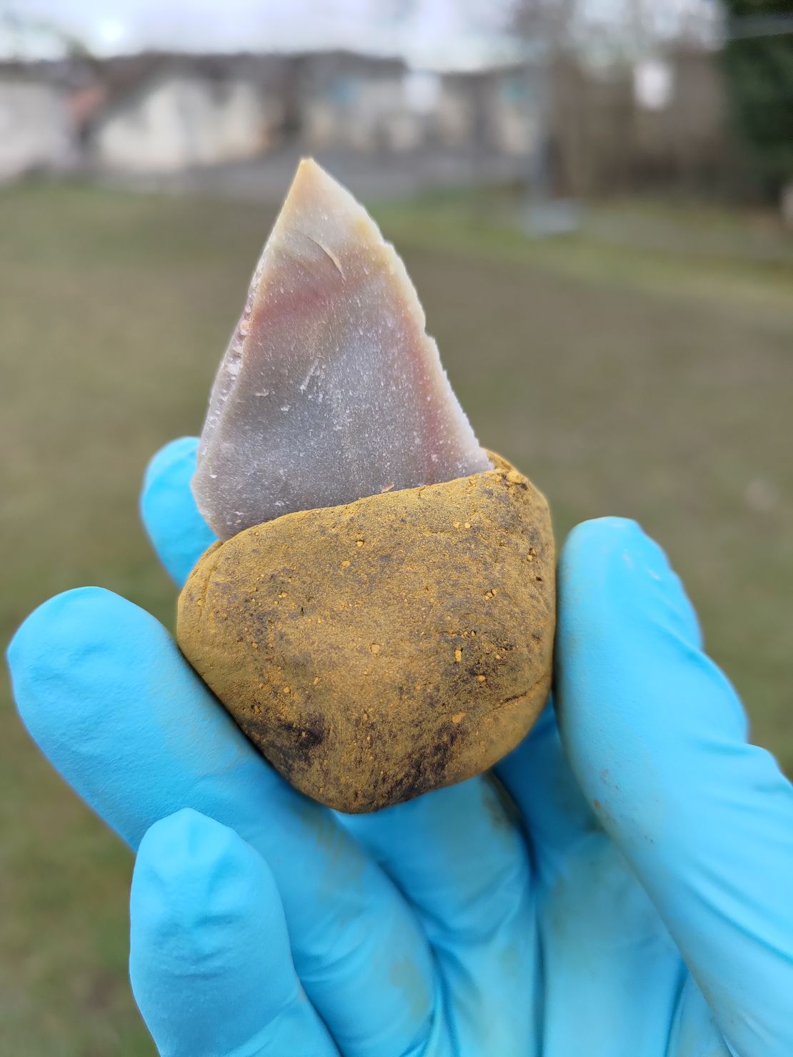 The team recreated the sticky handle and attached it to a stone tool.