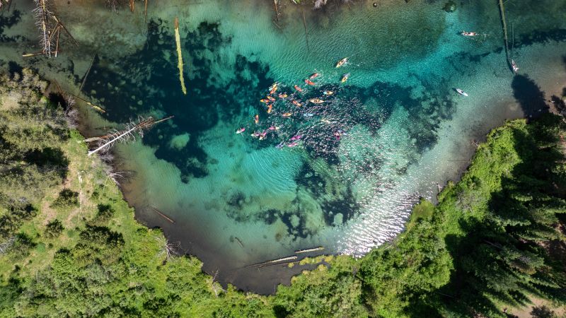 Young indigenous kayakers about to complete historic river journey, after ‘largest dam removal in US history’