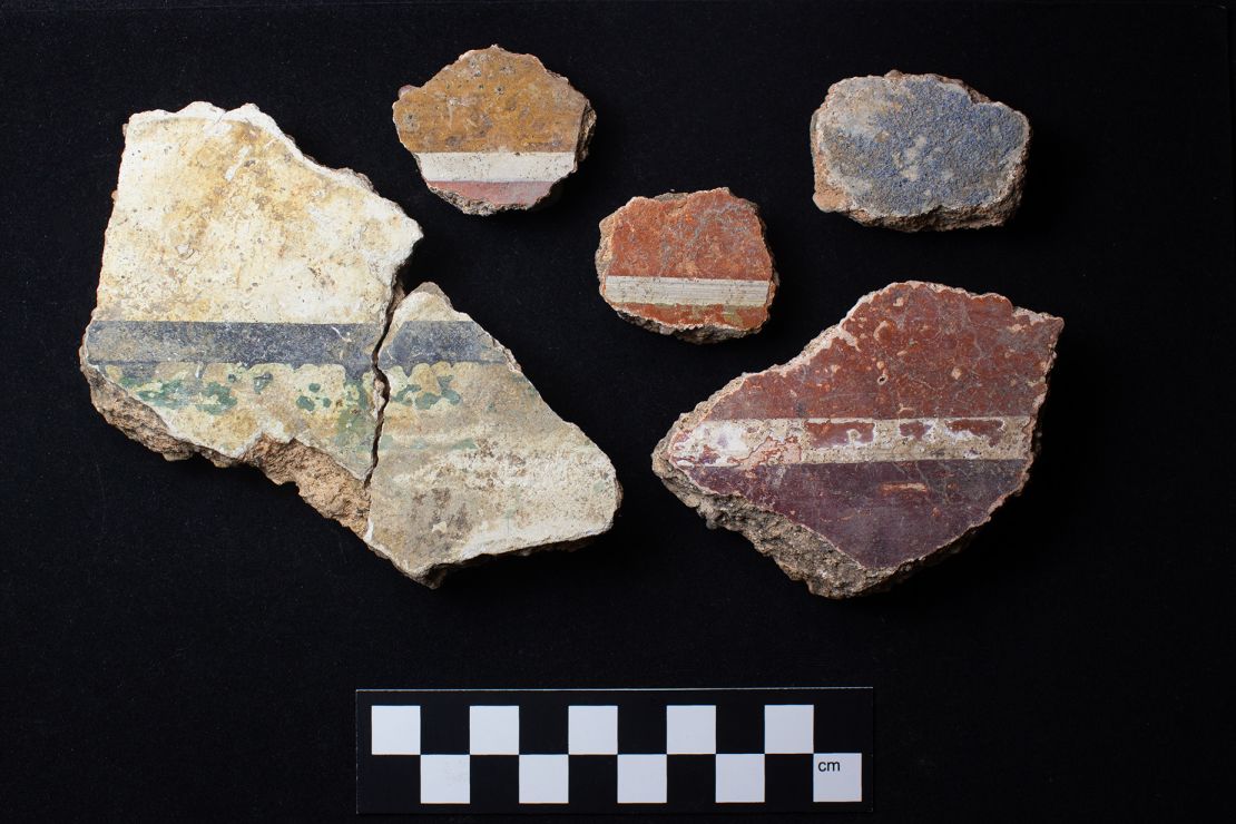Archaeologists found huge quantities of painted plaster.