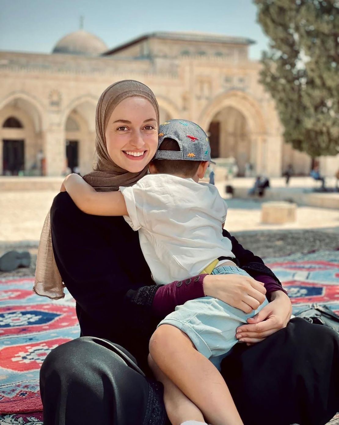 Abdellatif pictured with her son in Jerusalem.