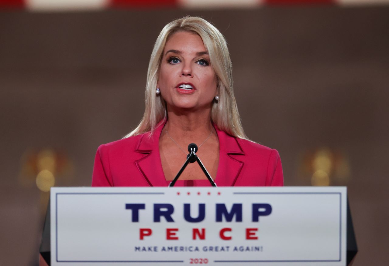 Former Florida Secretary of State Pam Bondi speaks during the largely virtual 2020 Republican National Convention on August 25, 2020.